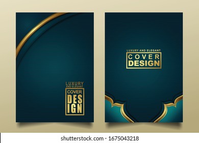 Vector two set of cover design template with luxury and elegant line shape ornament effect on texture pattern background