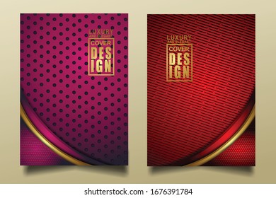 Vector two set of cover design template with luxury and elegant line shape ornament effect on texture pattern background