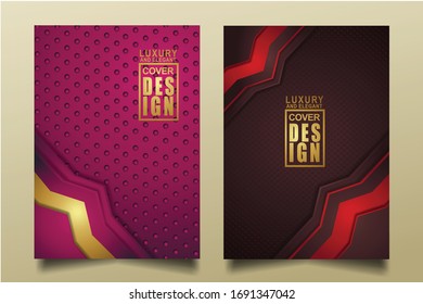 Vector two set of cover design template with luxury and elegant line shape ornament effect on texture pattern background