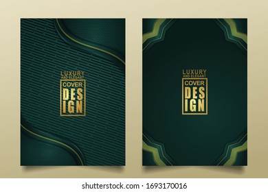 Vector two set of cover design template with luxury and elegant line shape ornament effect on texture pattern background
