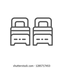 Vector two single beds line icon. Symbol and sign illustration design. Isolated on white background
