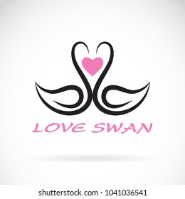 Vector of two swan and heart on white background. Bird. Animals. Easy editable layered vector illustration.
