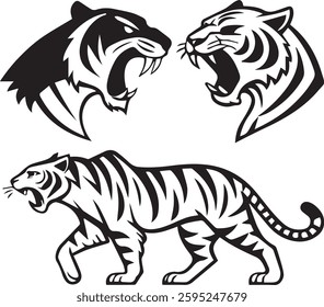 vector two tigers, color according to project needs, can be for films, cartoons, videos, animations, and others