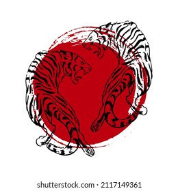 vector two tigers with red circle