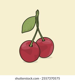 vector of two very sweet pink cherries