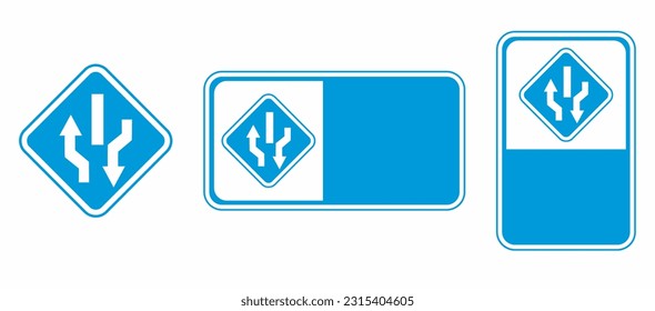 signo de tráfico de división de dos vías vectorial