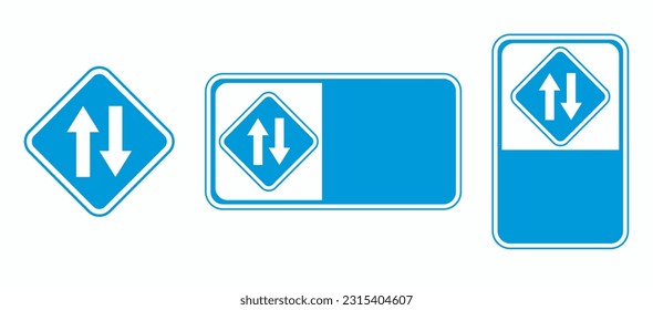 vector two way dividing traffic sign