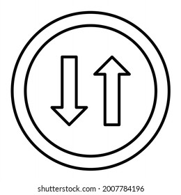 Diseño del icono de contorno de carretera de dos vías
