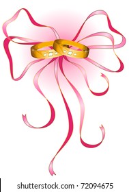 Vector two wedding rings with ribbons