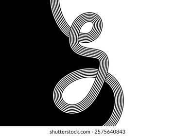 
Vector two-color transition. Curling tape. Universal swirl pattern. Black and white vector background in retro style. Abstract path
