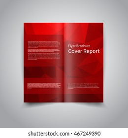 Vector two-fold brochure design template with abstract geometric polygonal red background EPS10 Two-Fold Mock up & back brochure Christmas design