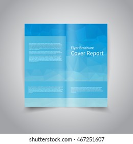 Vector two-fold brochure design template with abstract geometric polygonal light blue background EPS10 Two-Fold Mock up & back brochure design