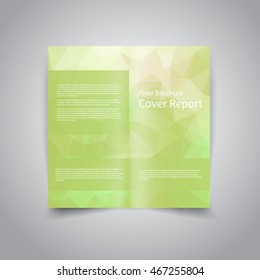 Vector two-fold brochure design template with abstract geometric polygonal green ecology background EPS10 Two-Fold Mock up & back brochure design