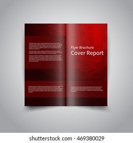 Vector two-fold brochure design template with abstract geometric polygonal red and black background EPS10 Two-Fold Mock up & back Brochure Design 