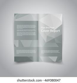 Vector two-fold brochure design template with abstract geometric polygonal gray
background EPS10 Two-Fold Mock up & back Brochure Design 