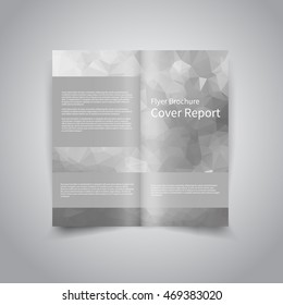 Vector two-fold brochure design template with abstract geometric polygonal silver background EPS10 Two-Fold Mock up & back Christmas party invitation and promotion Brochure Design 