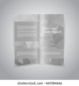 Vector two-fold brochure design template with abstract geometric polygonal silver background EPS10 Two-Fold Mock up & back Brochure Design 