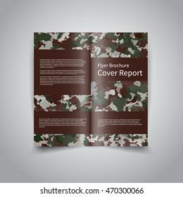 Vector two-fold brochure design template with abstract military camouflage background EPS10 Two-Fold Mock up & back Brochure Design 