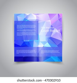 Vector two-fold brochure design template with abstract geometric polygonal blue background EPS10 Two-Fold Mock up & back Merry Christmas party invitation Brochure Design 