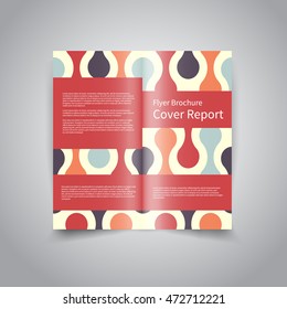 Vector two-fold brochure design template with abstract retro ornamental background EPS10 Two-Fold Mock up & back Brochure Design 