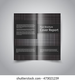 Vector two-fold brochure design template with abstract black background EPS10 Two-Fold Mock up & back Brochure Design 