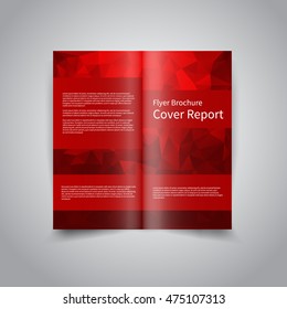 Vector two-fold brochure design template with abstract geometric polygonal red background EPS10 Two-Fold Mock up and back Brochure Design for Christmas and New Year party promotion