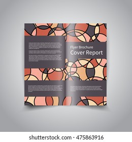 Vector two-fold brochure design template with abstract geometric retro background with circles EPS10 Two-Fold Mock up and back Brochure Design 