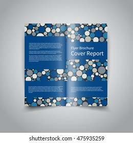Vector two-fold brochure design template with blue retro polka dots background EPS10 Two-Fold Mock up & back Brochure Design for birthday party invitation brochures, handmade shop promotion etc.