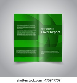 Vector two-fold brochure design template with abstract eco green background EPS10 Two-Fold Mock up and back Brochure Design 