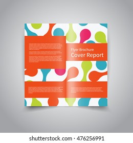 Vector two-fold brochure design template with abstract geometric bright background EPS10 Two-Fold Mock up and back Brochure Design 
