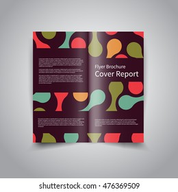 Vector two-fold brochure design template with abstract geometric funky background EPS10 Two-Fold Mock up and back Brochure Design 