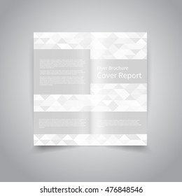 Vector two-fold brochure design template with abstract geometric white background with triangles EPS10 Two-Fold Mock up and back Brochure Design 