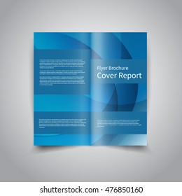 Vector two-fold brochure design template with abstract blue background EPS10 Two-Fold Mock up and back Brochure Design 