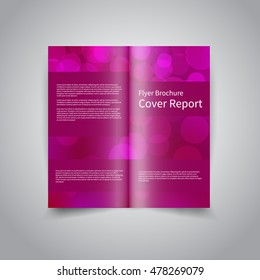 Vector two-fold brochure design template with purple bokeh lights background EPS10 Two-Fold Mock up and back Brochure Design for Merry Christmas or Happy New Year party invitation or promotion
