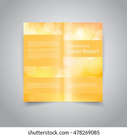 Vector two-fold brochure design template with yellow bokeh lights background EPS10 Two-Fold Mock up and back Brochure Design 