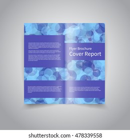 Vector two-fold brochure design template with abstract blue background with circles EPS10 Two-Fold Mock up and back Brochure Design 