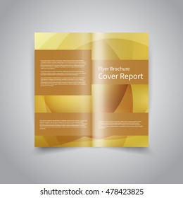 Vector two-fold brochure design template with abstract geometric gold background EPS10 Two-Fold Mock up and back Brochure Design 