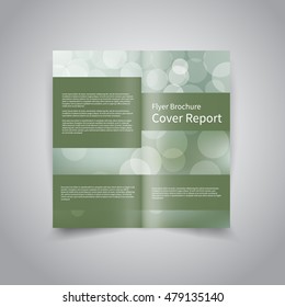 Vector two-fold brochure design template with abstract eco green bokeh lights background EPS10 Two-Fold Mock up and back Brochure Design 