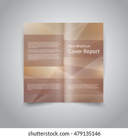 Vector two-fold brochure design template with abstract geometric beige background EPS10 Two-Fold Mock up and back Brochure Design 