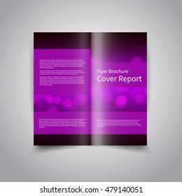 Vector two-fold brochure design template with abstract pink and black bokeh lights background EPS10 Two-Fold Mock up and back Brochure Design for Merry Christmas and Happy New Year party promotion