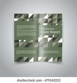 Vector two-fold brochure design template with abstract geometric retro colors triangular background EPS10 Two-Fold Mock up and back Brochure Design 