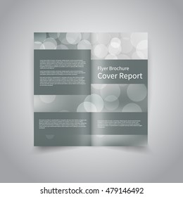 Vector two-fold brochure design template with abstract green grey bokeh lights background EPS10 Two-Fold Mock up and back Brochure Design 
