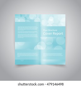Vector two-fold brochure design template with abstract lights blue bokeh lights background EPS10 Two-Fold Mock up and back Brochure Design 