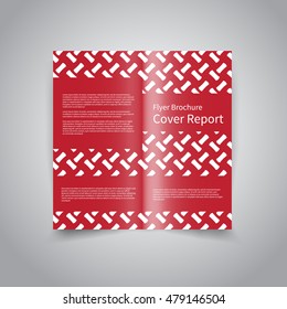 Vector two-fold brochure design template with abstract geometric pattern background with red and white geometrical shapes EPS10 Two-Fold Mock up and back Brochure Design 