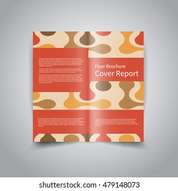 Vector two-fold brochure design template with retro colors abstract shapes geometric background EPS10 Two-Fold Mock up and back Brochure Design 