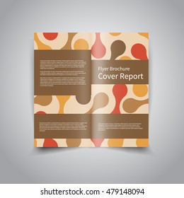 Vector two-fold brochure design template with retro colors abstract shapes geometric background EPS10 Two-Fold Mock up and back Brochure Design 