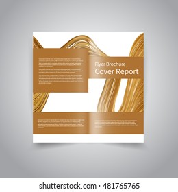 Vector two-fold brochure design template with abstract caramel wave background EPS10 Two-Fold Mock up and back Brochure Design 