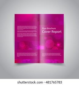 Vector two-fold brochure design template with abstract purple bokeh lights background EPS10 Two-Fold Mock up and back Brochure Design for Merry Christmas and New Year party promotion invitation design