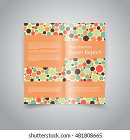 Vector two-fold brochure design template with abstract polka dots ornament pattern background with retro colors EPS10 Two-Fold Mock up and back Brochure Design 
