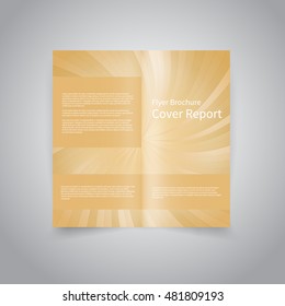 Vector two-fold brochure design template with abstract yellow sun rays background EPS10 Two-Fold Mock up and back Brochure Design 